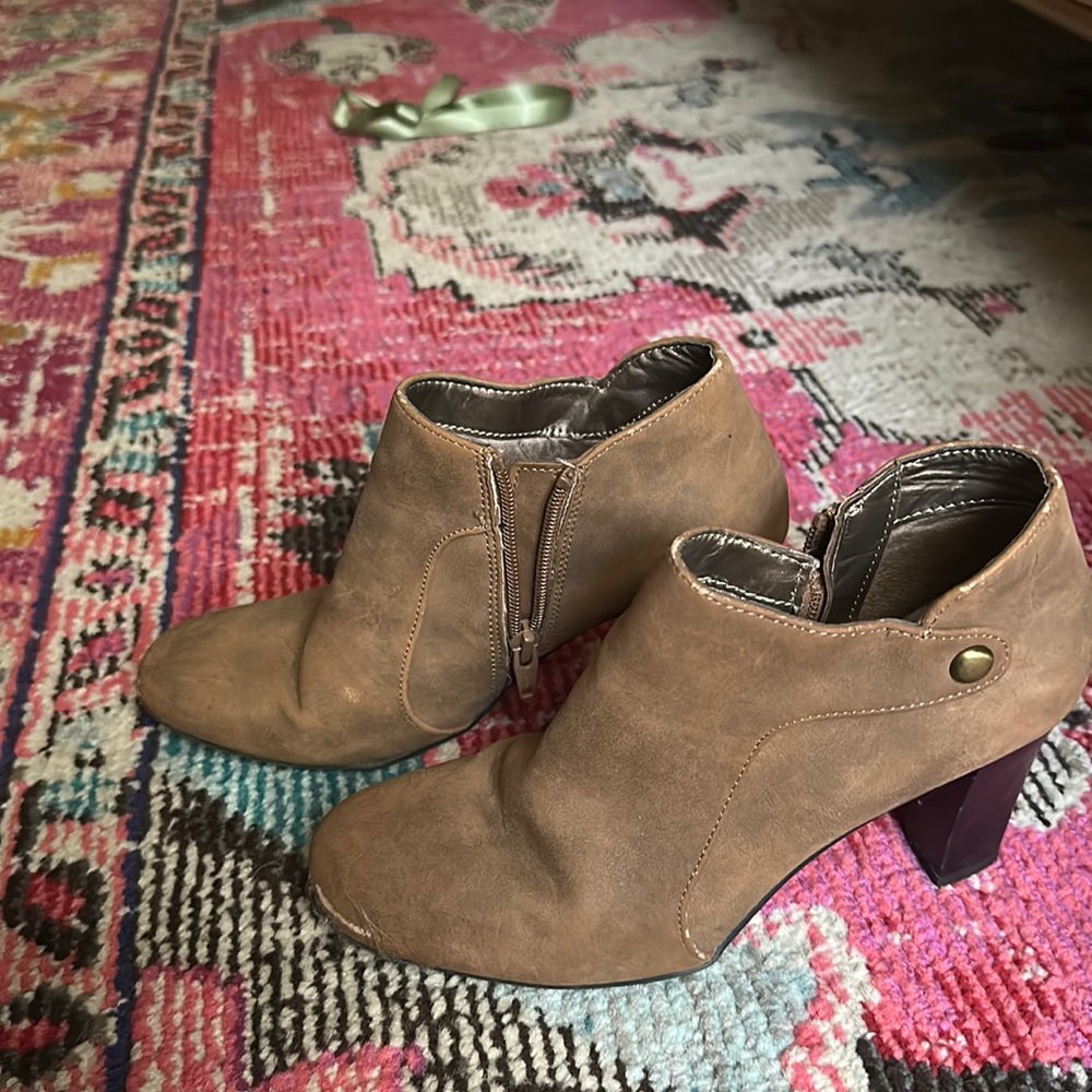 Tan faux leather boots